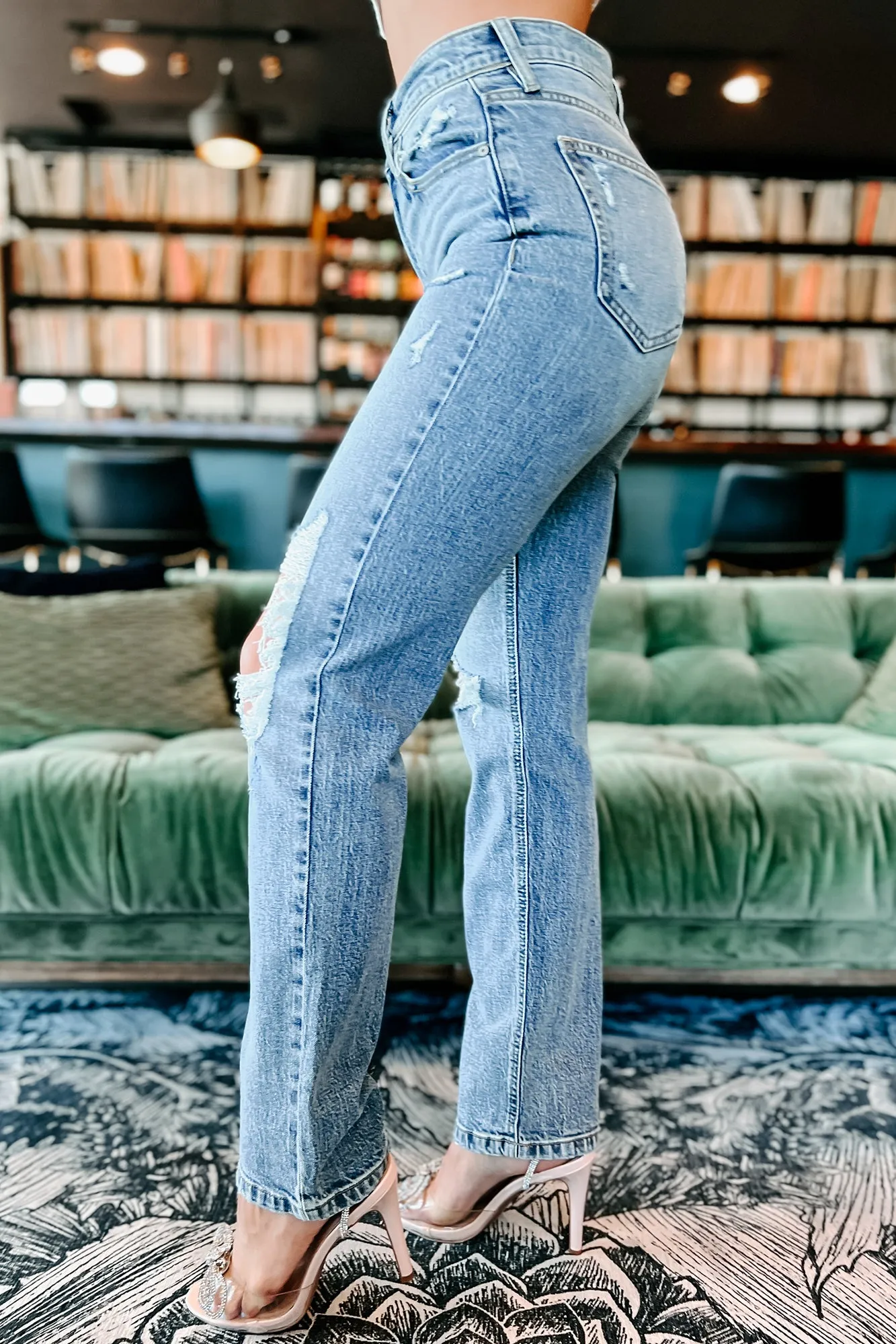 Route 66 High Rise Eunina Distressed Dad Jeans (Medium)