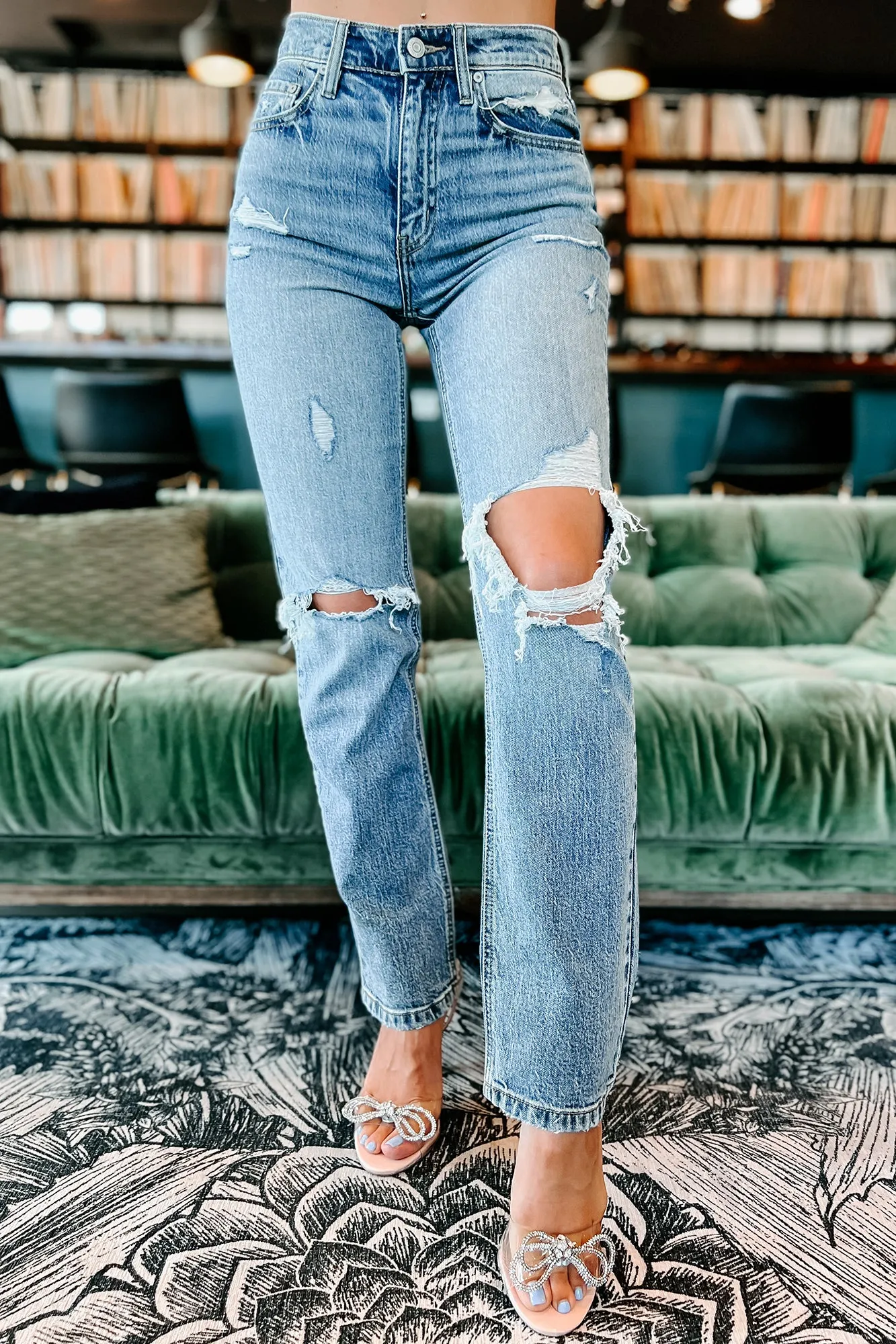 Route 66 High Rise Eunina Distressed Dad Jeans (Medium)