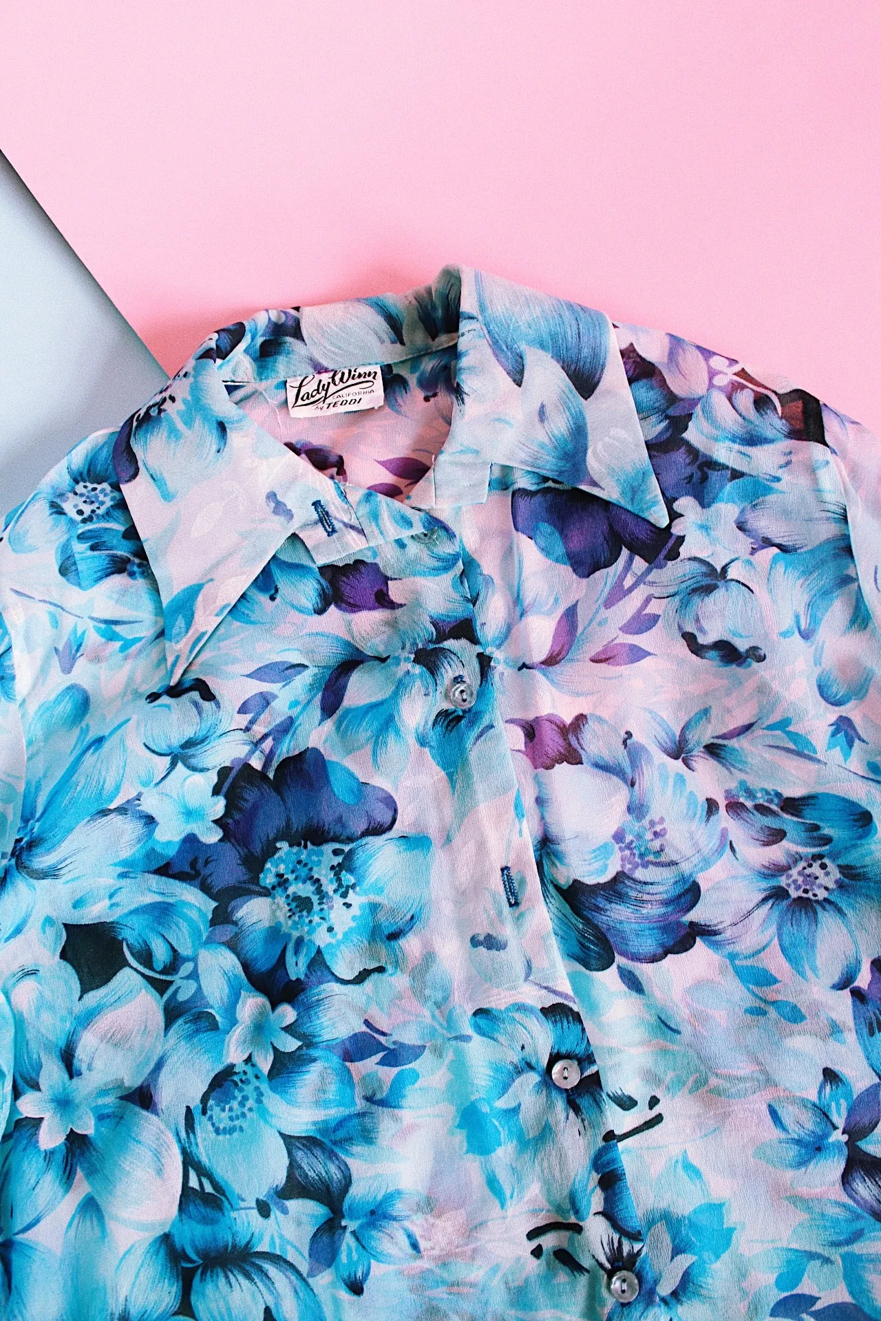 Sheer Floral Button Up Blouse