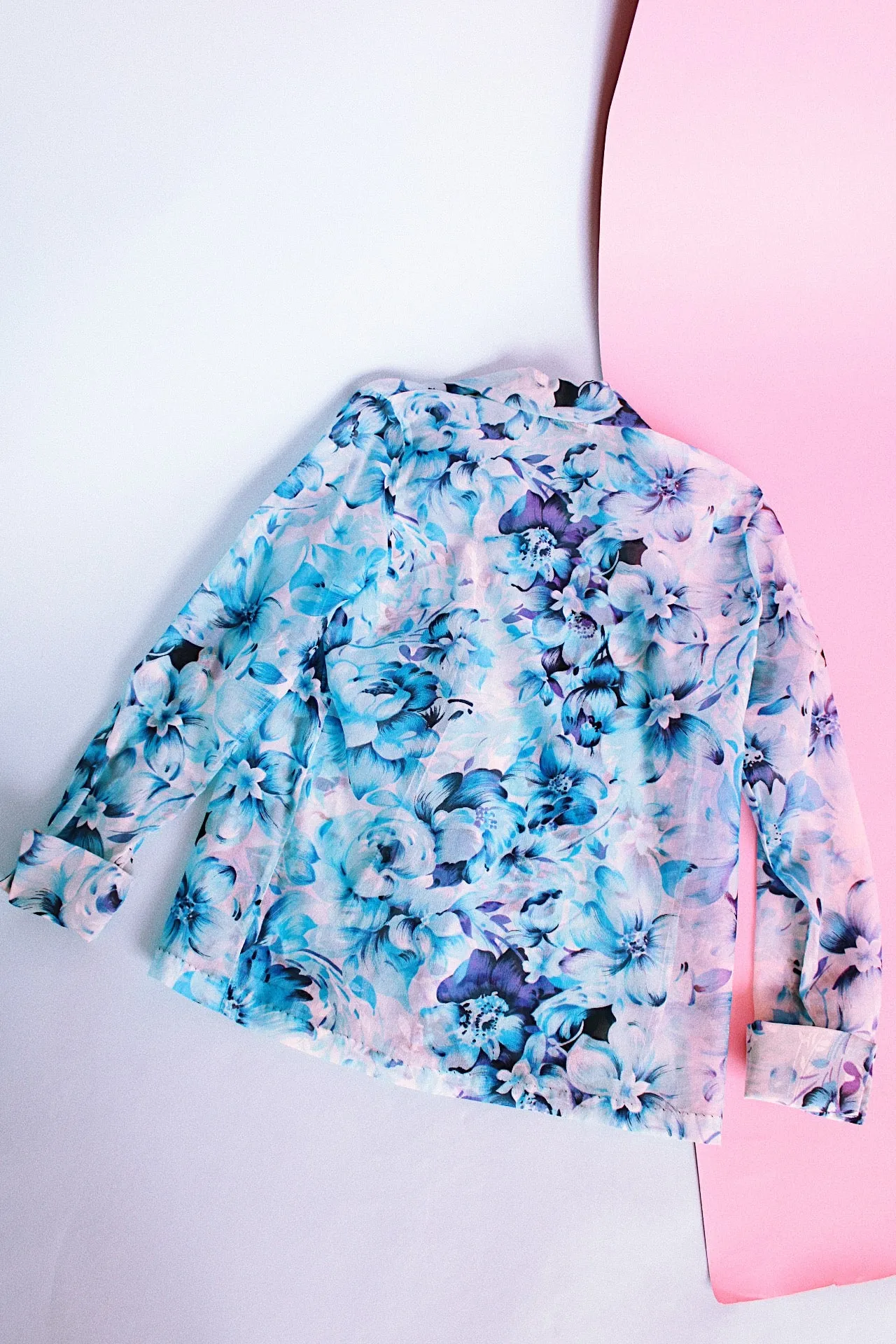Sheer Floral Button Up Blouse