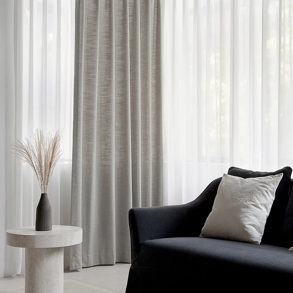 Soft Beige | Villa Linen Blackout Curtains Organic Natural Custom Drapes | Pleated