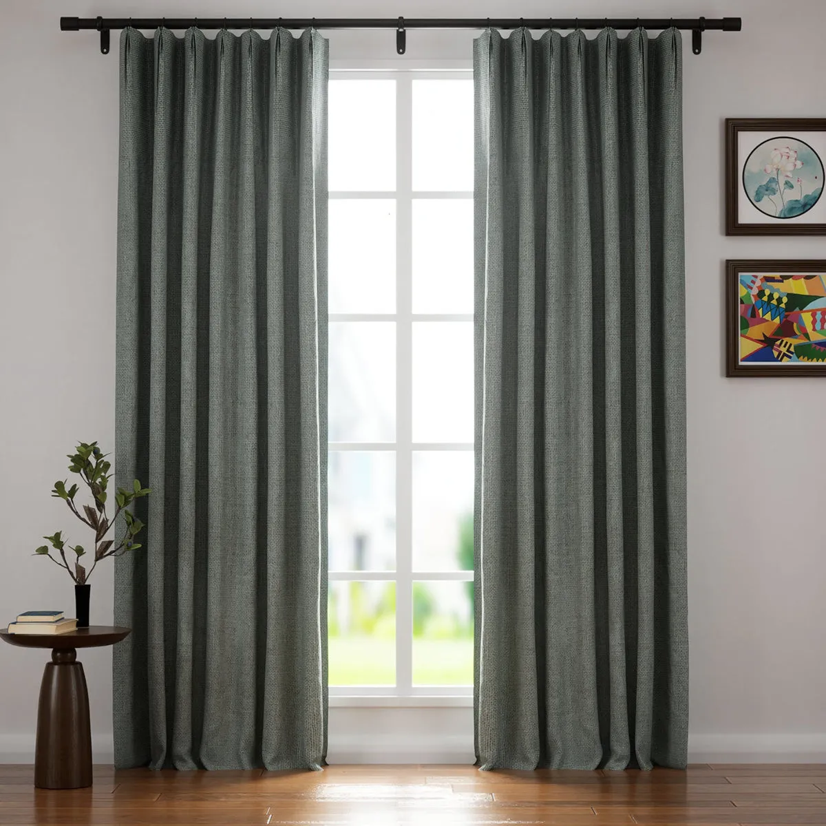 Soft Beige | Villa Linen Blackout Curtains Organic Natural Custom Drapes | Pleated