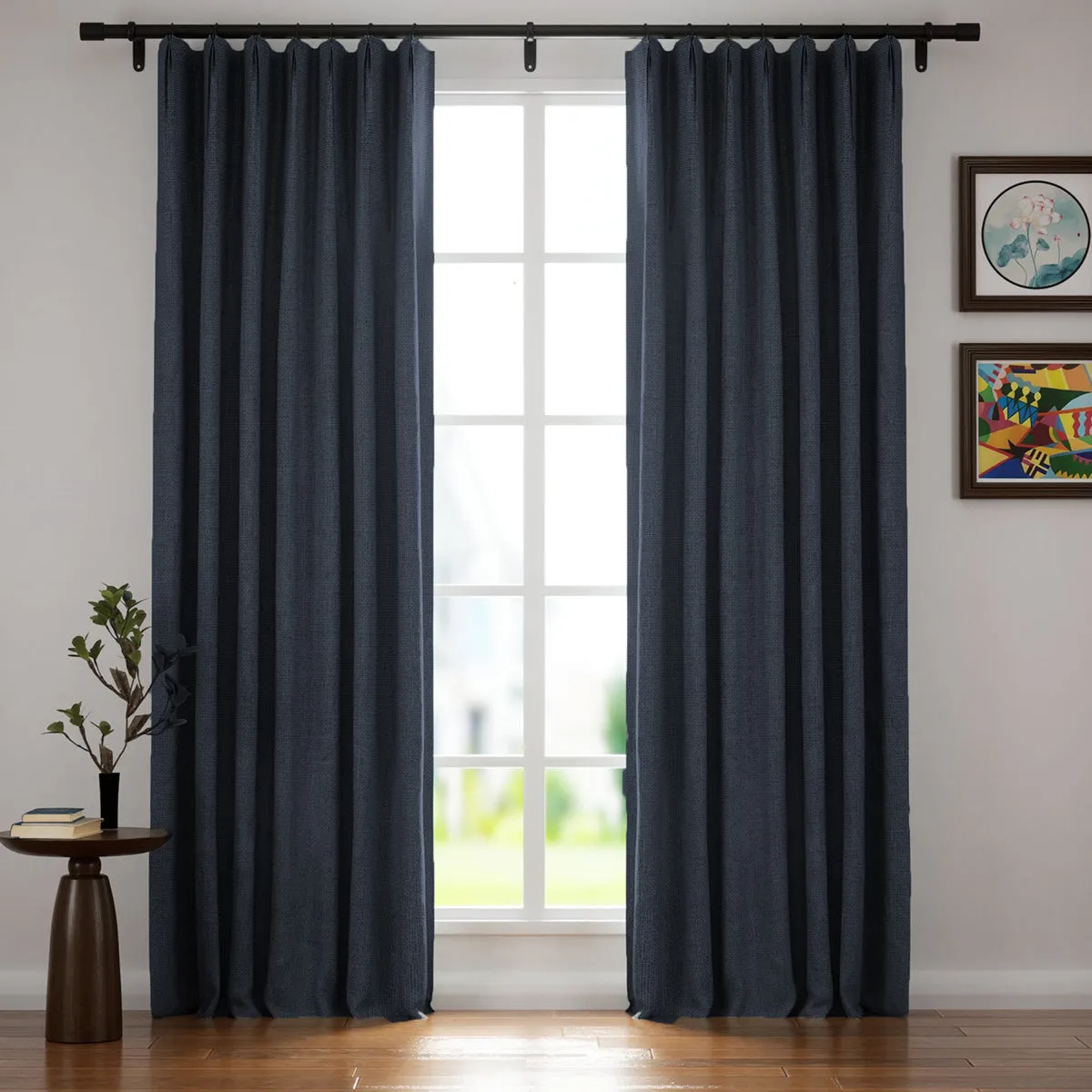 Soft Beige | Villa Linen Blackout Curtains Organic Natural Custom Drapes | Pleated