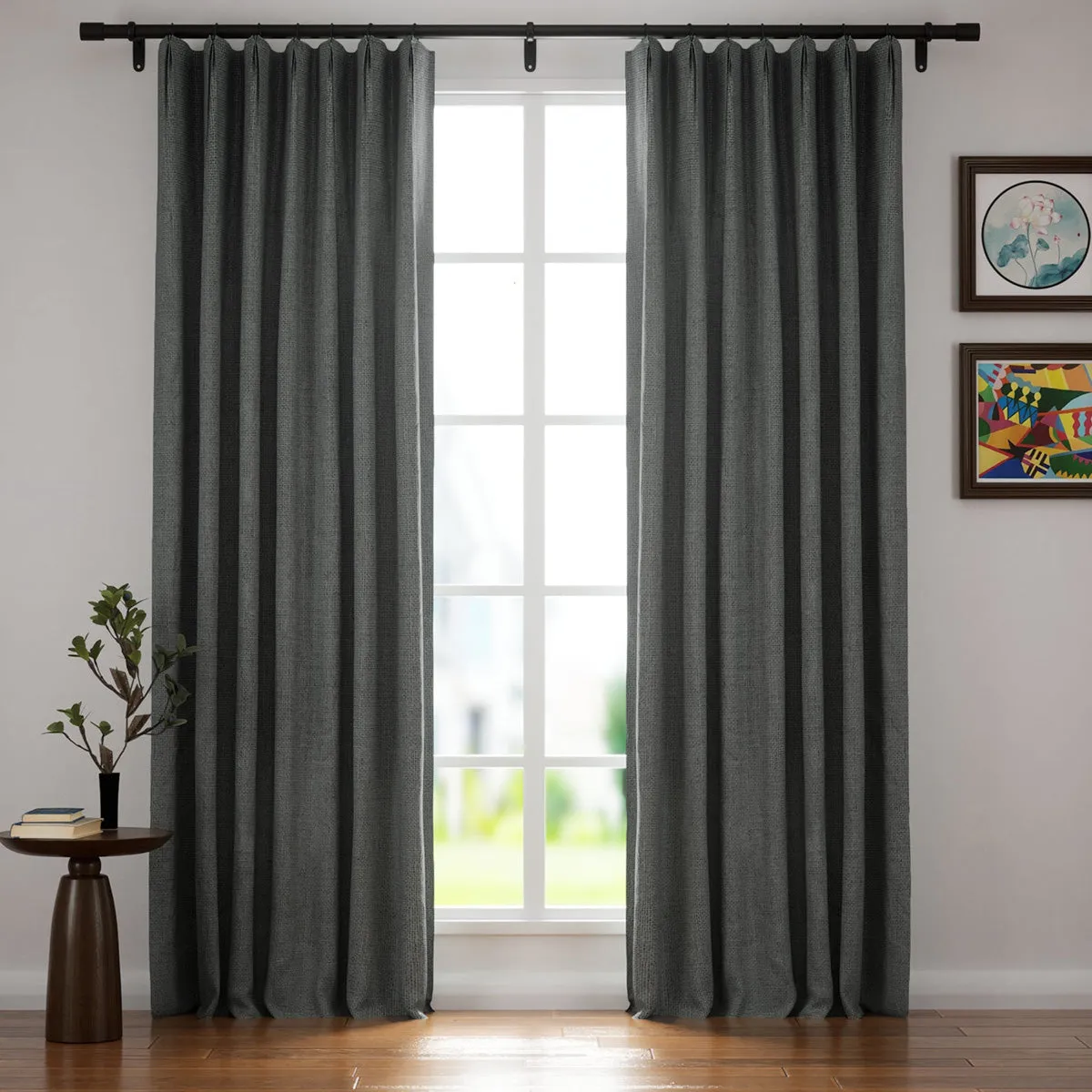 Soft Beige | Villa Linen Blackout Curtains Organic Natural Custom Drapes | Pleated