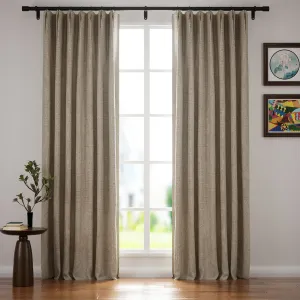 Soft Beige | Villa Linen Blackout Curtains Organic Natural Custom Drapes | Pleated