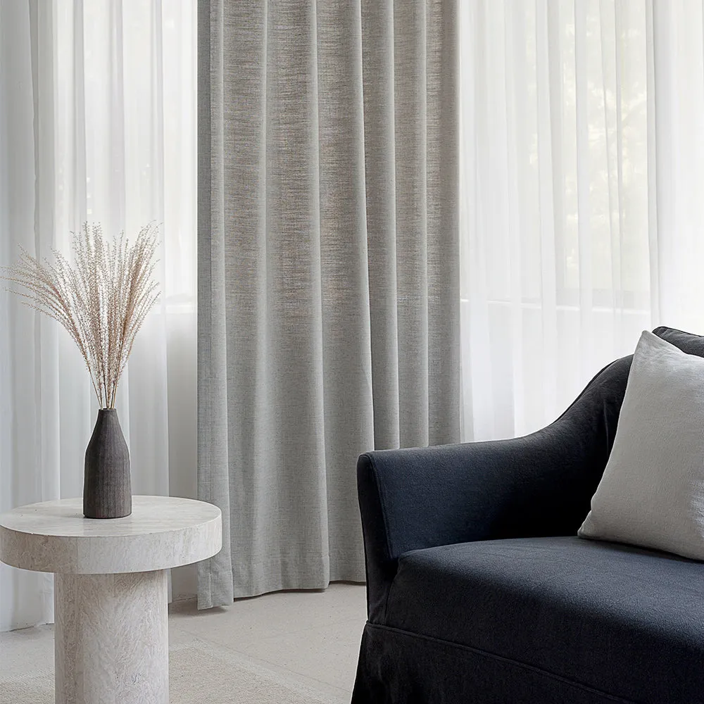 Soft Beige | Villa Linen Blackout Curtains Organic Natural Custom Drapes | Pleated