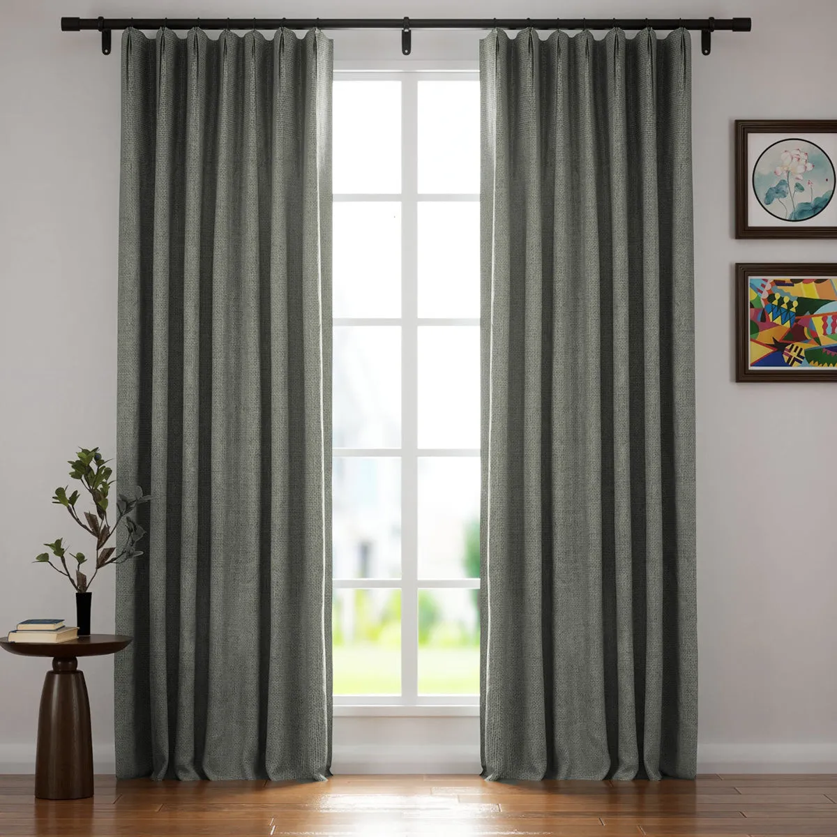 Soft Beige | Villa Linen Blackout Curtains Organic Natural Custom Drapes | Pleated
