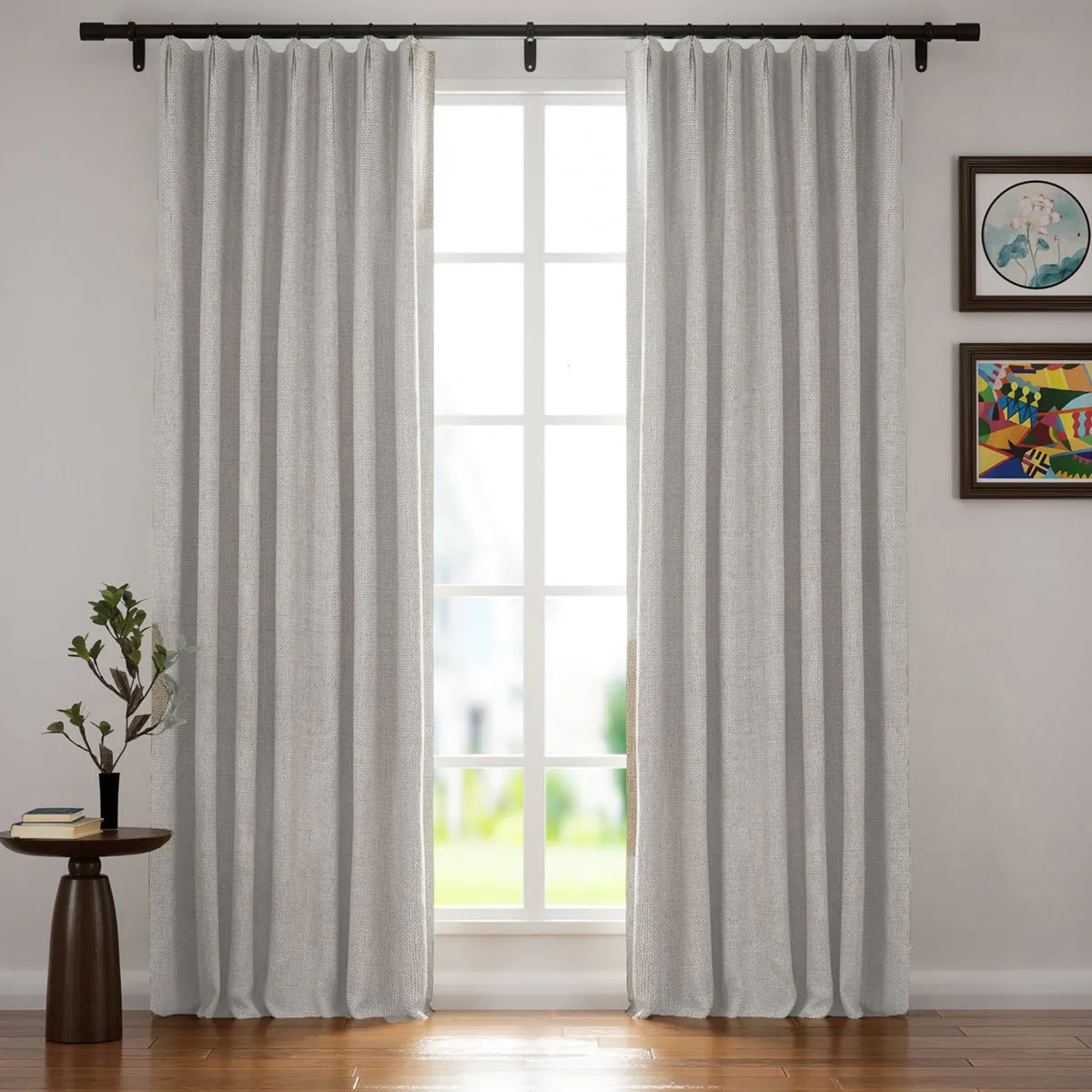 Soft Beige | Villa Linen Blackout Curtains Organic Natural Custom Drapes | Pleated