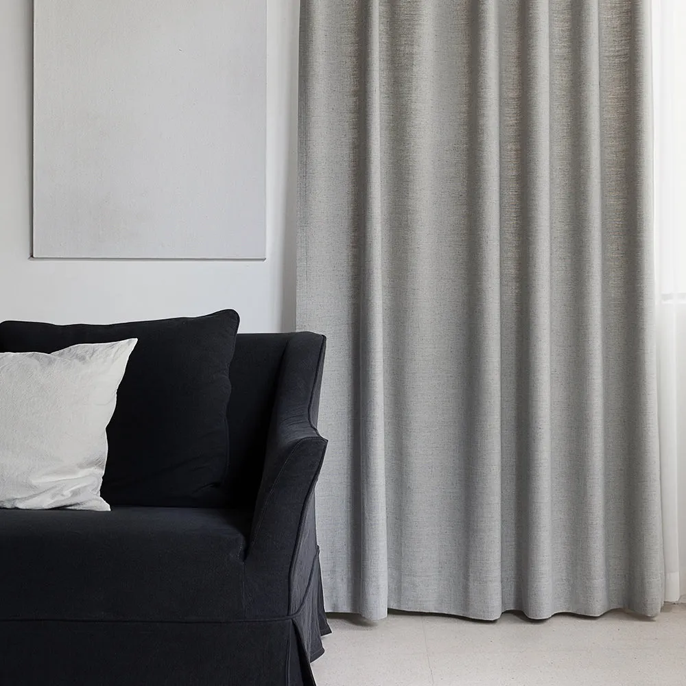 Soft Beige | Villa Linen Blackout Curtains Organic Natural Custom Drapes | Pleated