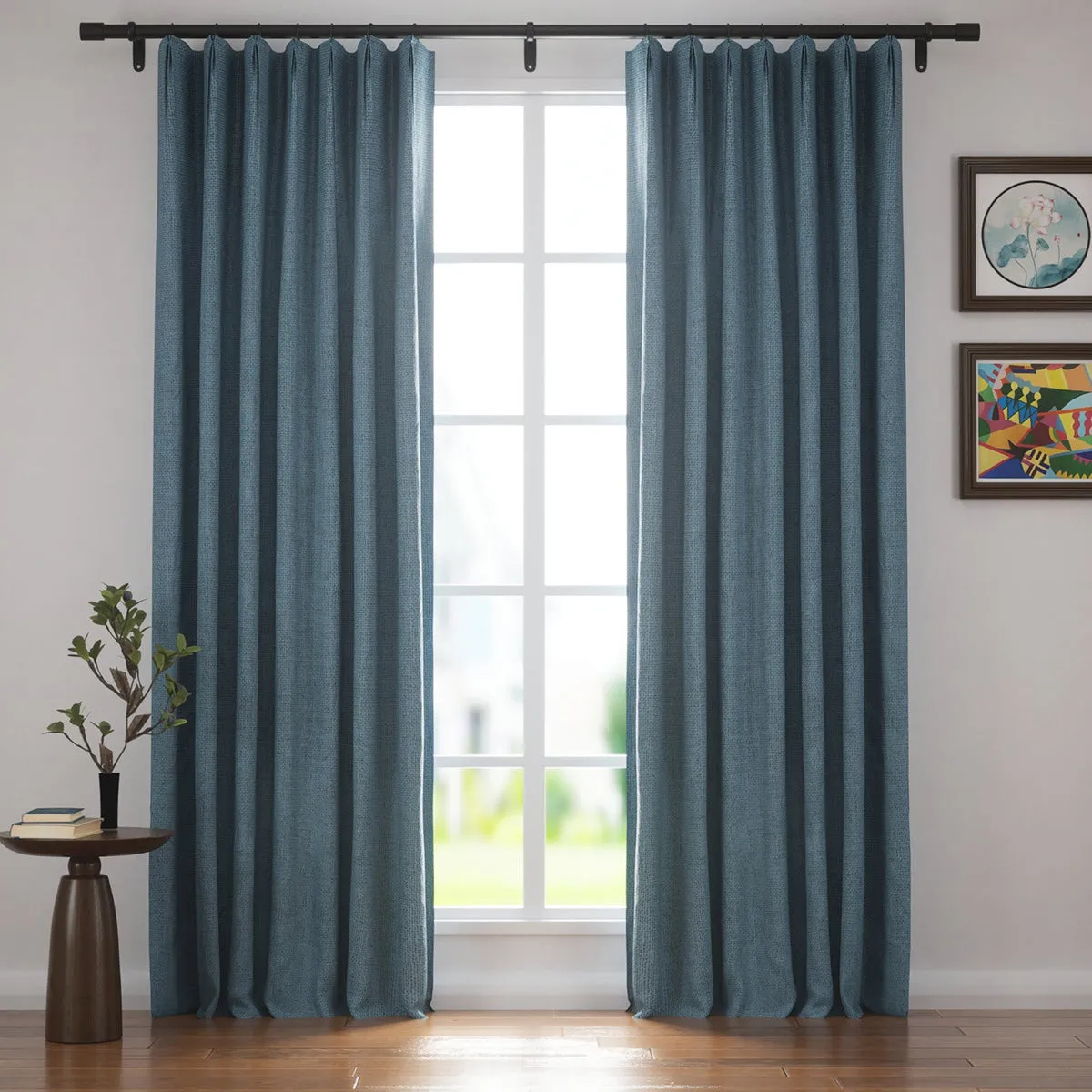 Soft Beige | Villa Linen Blackout Curtains Organic Natural Custom Drapes | Pleated