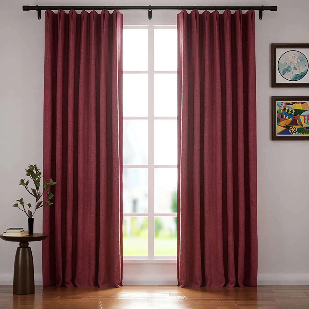 Soft Beige | Villa Linen Blackout Curtains Organic Natural Custom Drapes | Pleated