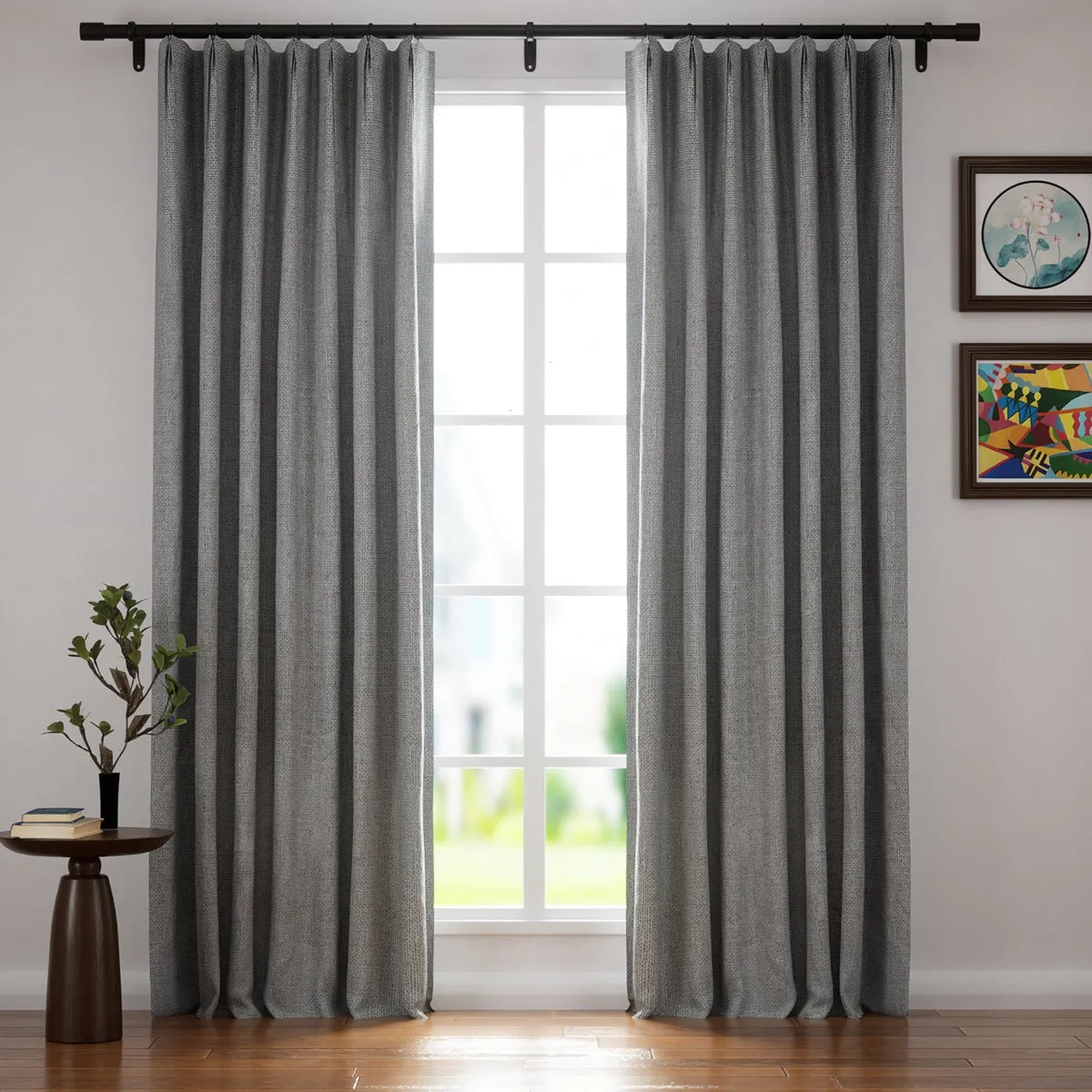 Soft Beige | Villa Linen Blackout Curtains Organic Natural Custom Drapes | Pleated