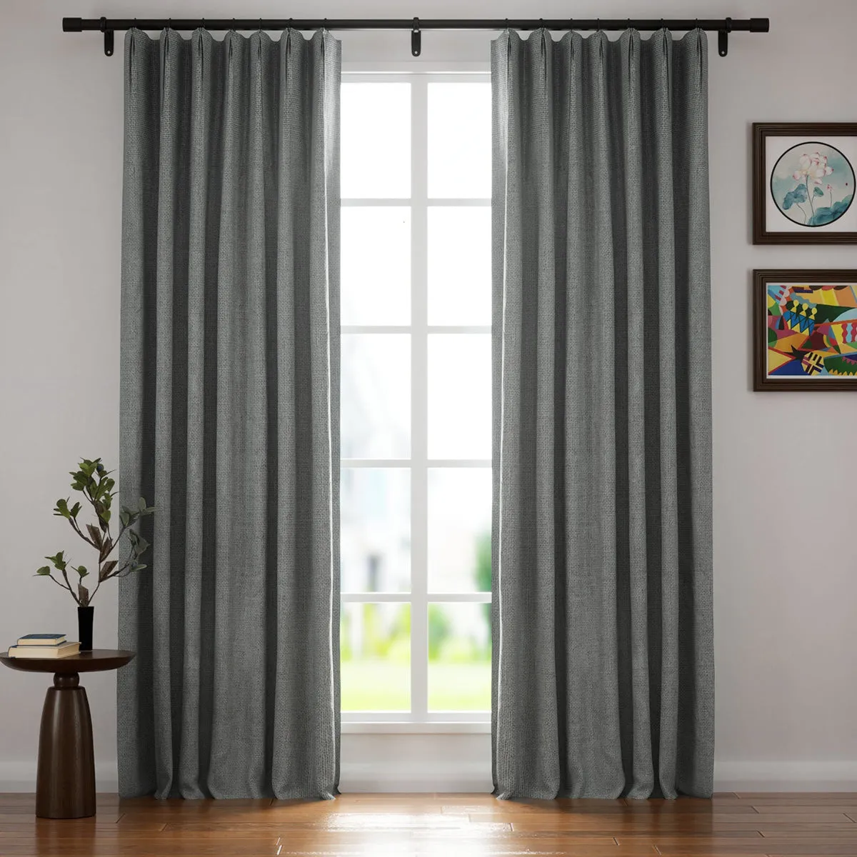 Soft Beige | Villa Linen Blackout Curtains Organic Natural Custom Drapes | Pleated