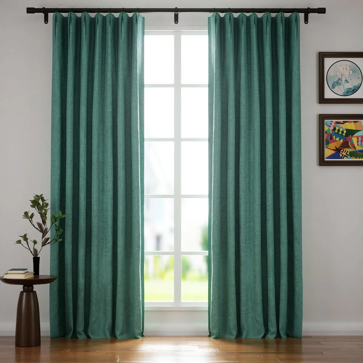 Soft White | Villa Linen Blackout Curtains Organic Natural Custom Drapes | Pleated