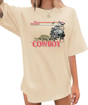 Women's Oversized Shirts Western Cowboy Shirts Vintage Graphic Tops Nashville Music Tees Retro Steer Skull Shirt